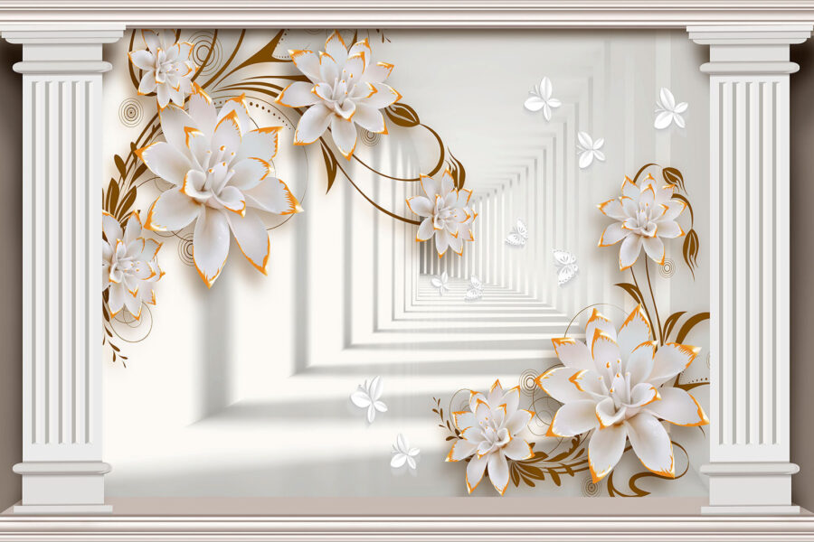 Papel de parede Moldura floral elegante com perfis de manteiga. - Image 5
