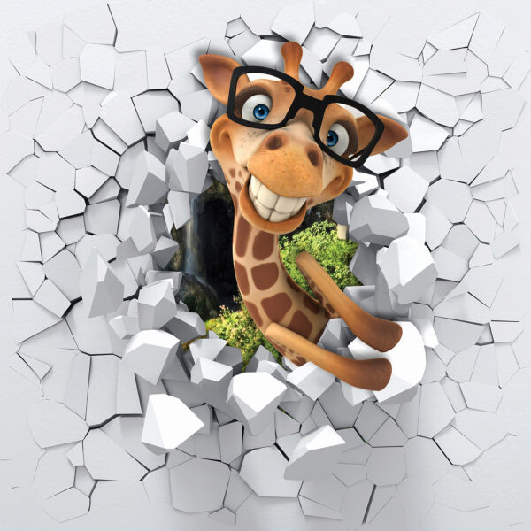Personagem de banda desenhada girafa com óculos Personagem de banda desenhada girafa com óculos