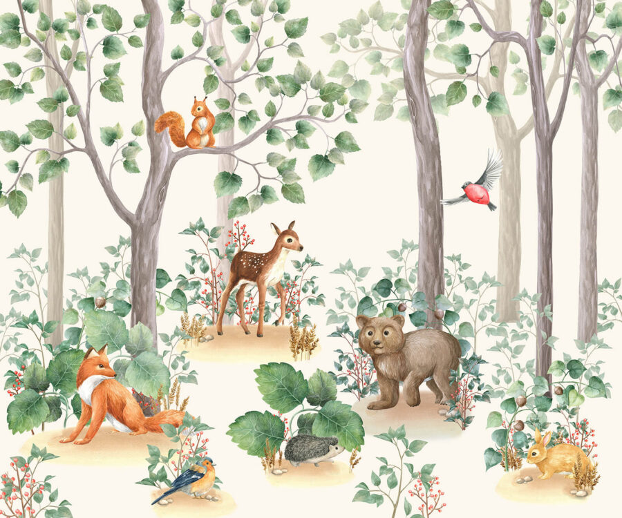 Papel de parede com animais na floresta