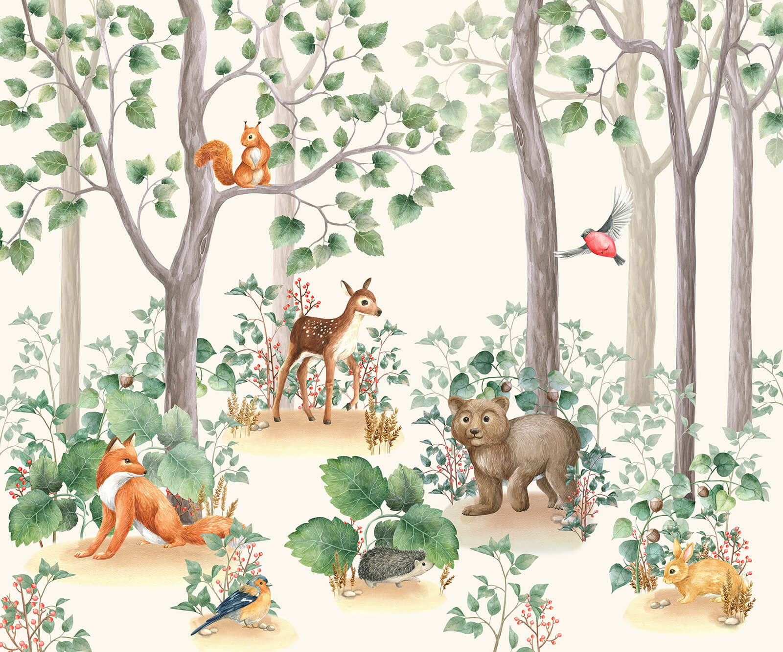Wallpaper with animals in the forest Wallpaper with animals in the forest