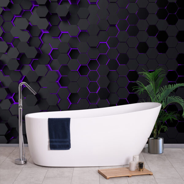 Um hexágono preto e roxo Um hexágono preto e roxo