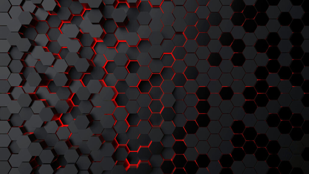 A black hexagons with red light A black hexagons with red light