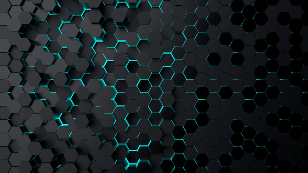 Hexágonos pretos com luzes azuis Hexágonos pretos com luzes azuis