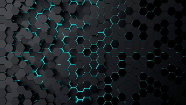 Hexágonos pretos com luzes azuis Hexágonos pretos com luzes azuis