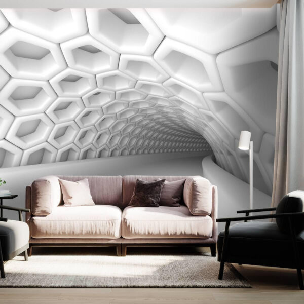 Túnel branco com hexágonos Túnel branco com hexágonos