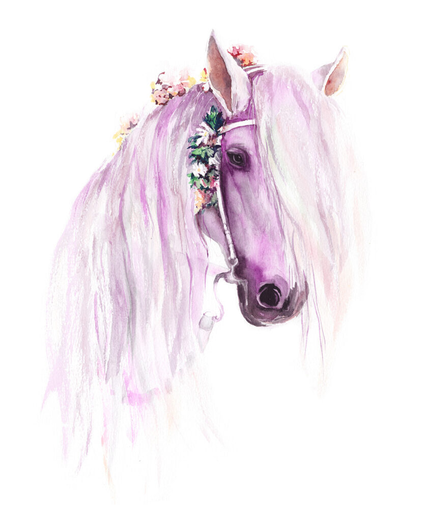 Uma aguarela de um cavalo Uma aguarela de um cavalo
