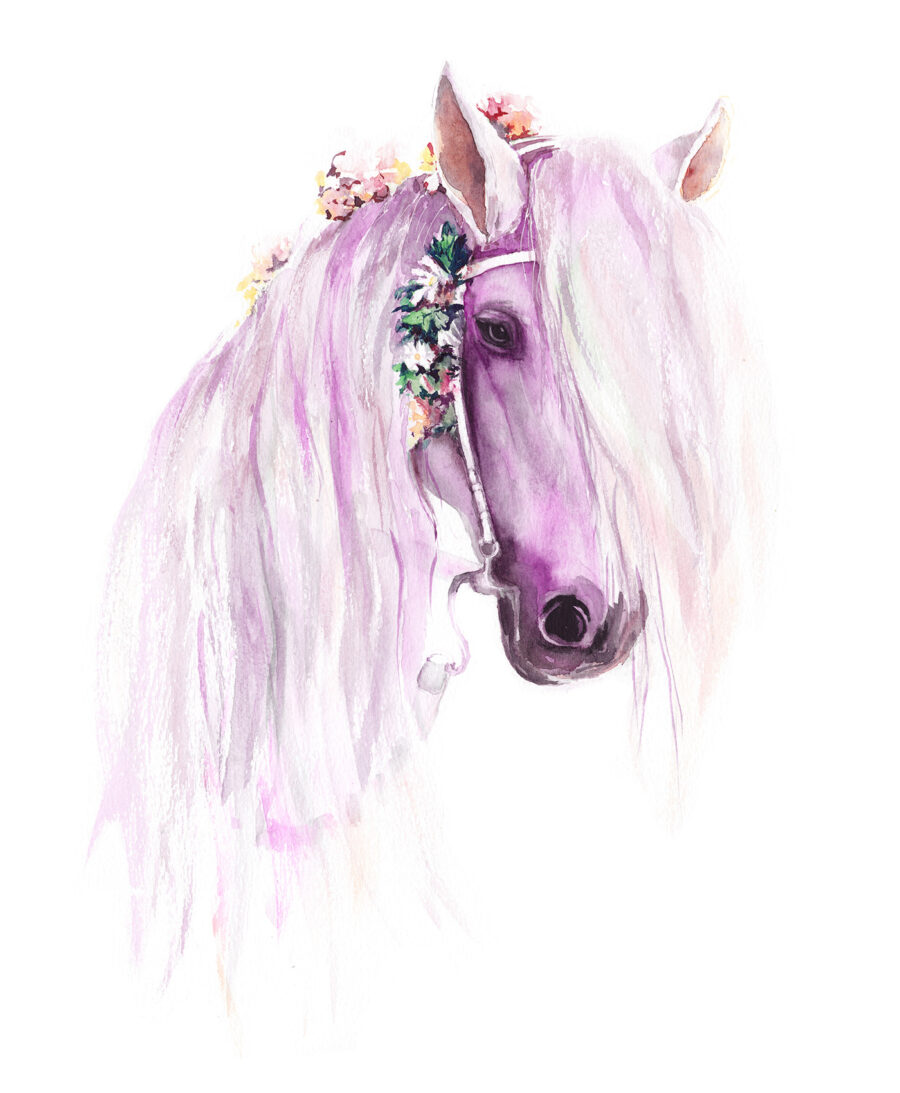 Uma aguarela de um cavalo Uma aguarela de um cavalo
