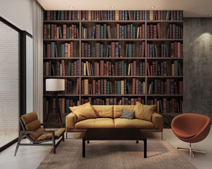 Estante grande com muitos livros