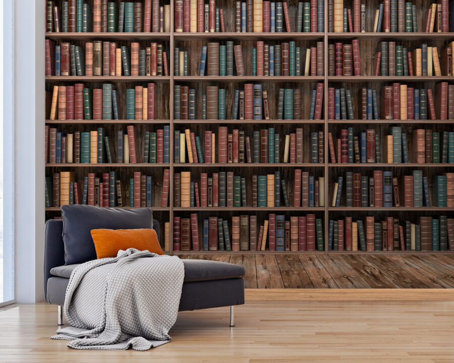 Estante grande com muitos livros