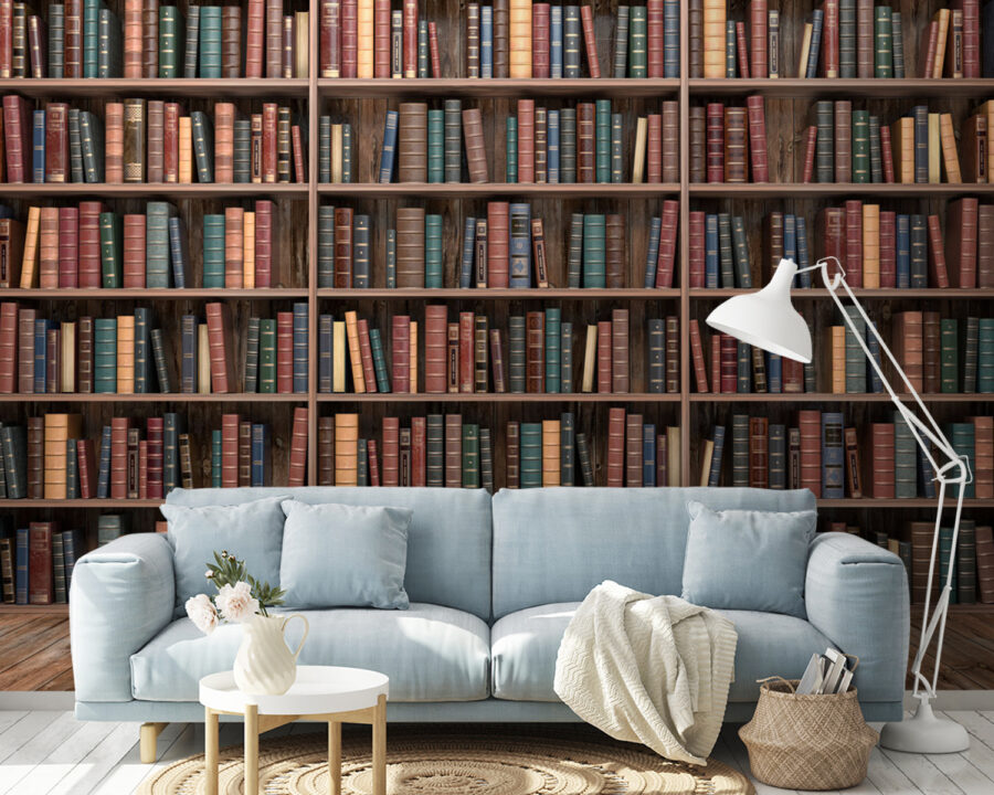 Estante grande com muitos livros