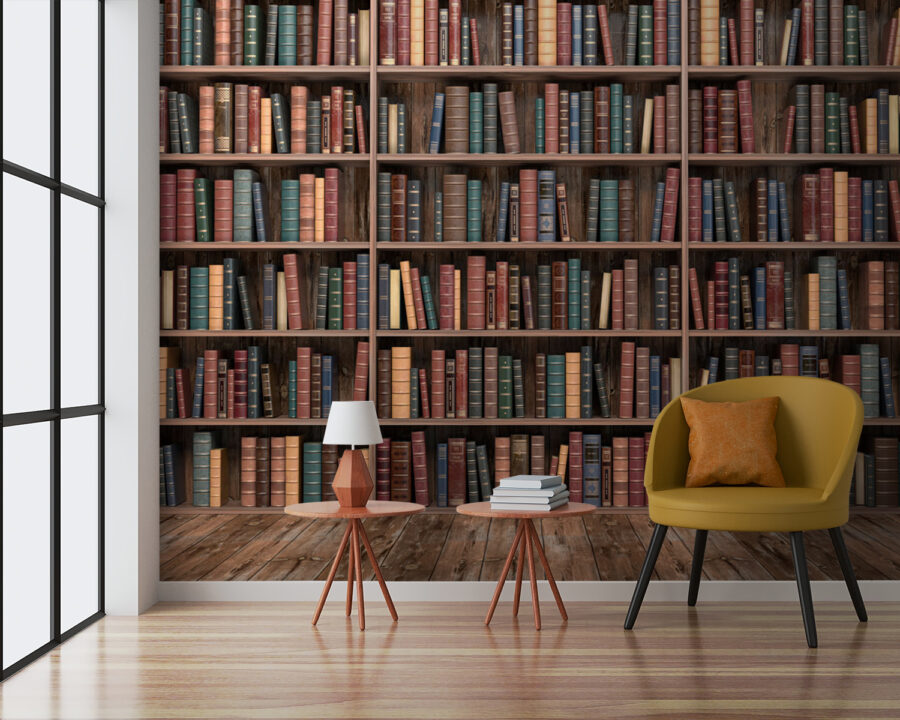 Estante grande com muitos livros