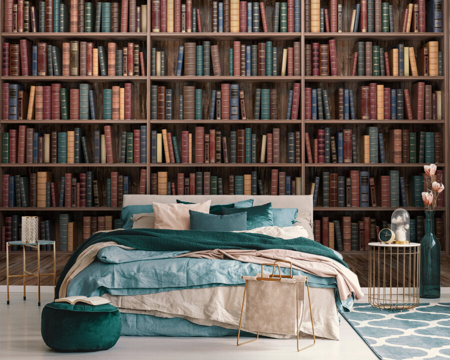 Estante grande com muitos livros