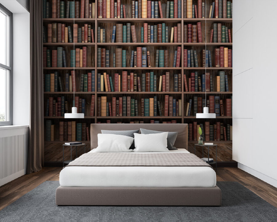 Estante grande com muitos livros
