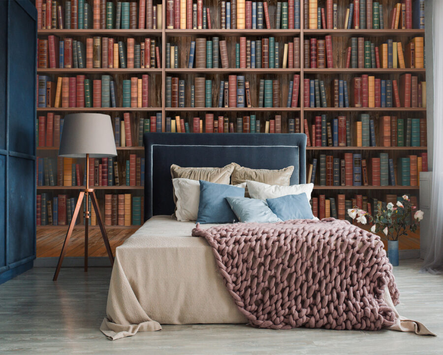 Estante grande com muitos livros