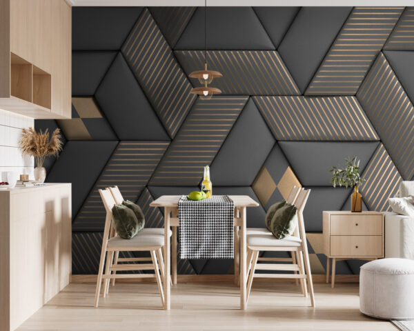 Elegância geométrica em cinzento e latão. Elegância geométrica em cinzento e latão.