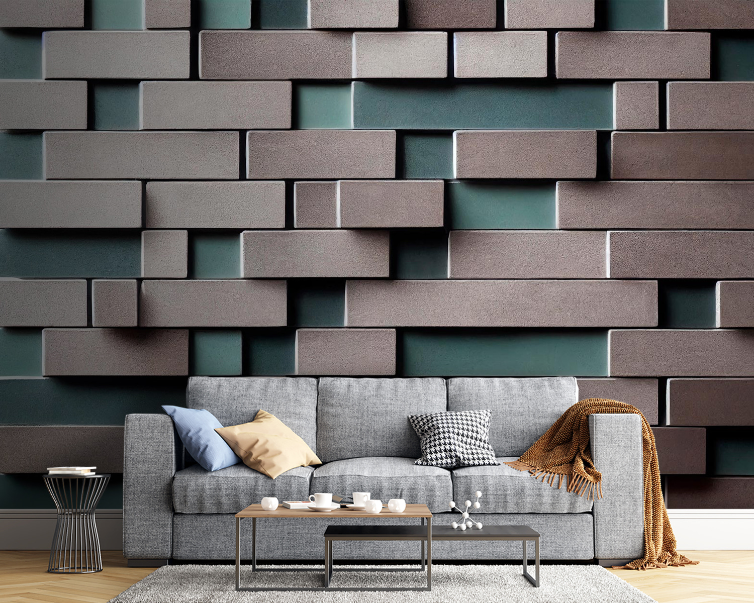 Wall of white and grey bricks Wall of white and grey bricks