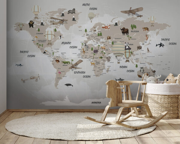 Mapa do mundo com animais Mapa do mundo com animais
