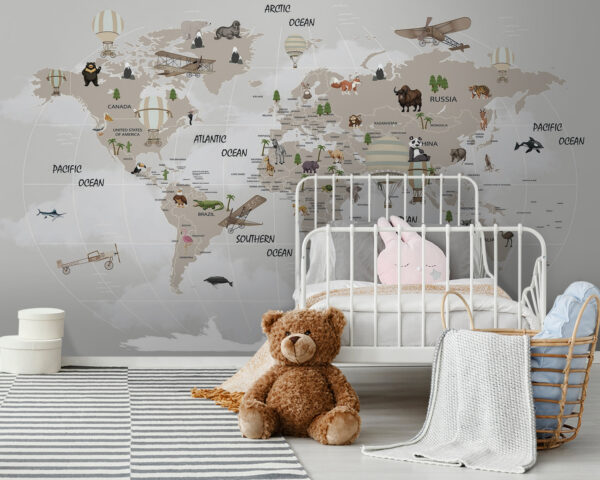 Mapa do mundo com animais Mapa do mundo com animais