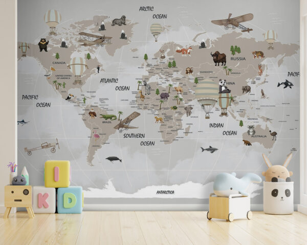 Mapa do mundo com animais Mapa do mundo com animais