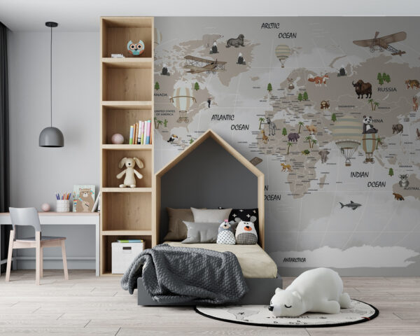 Mapa do mundo com animais Mapa do mundo com animais