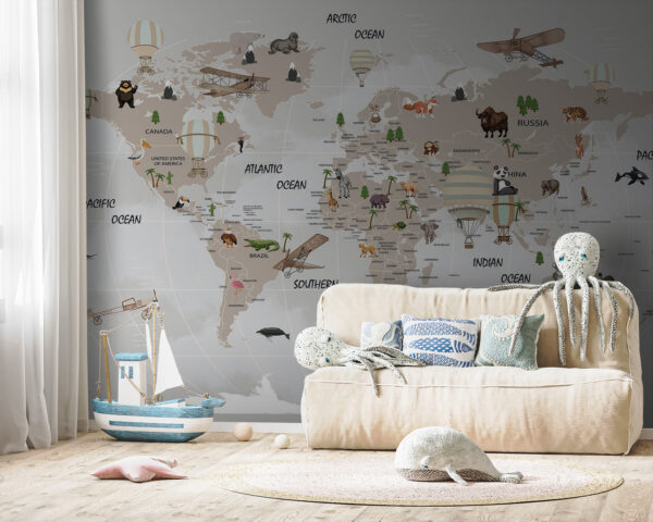 Mapa do mundo com animais Mapa do mundo com animais
