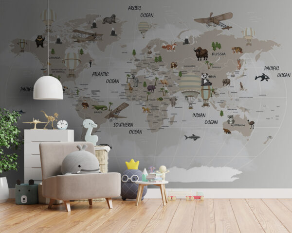 Mapa do mundo com animais Mapa do mundo com animais