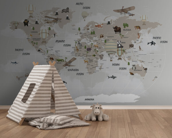 Mapa do mundo com animais Mapa do mundo com animais