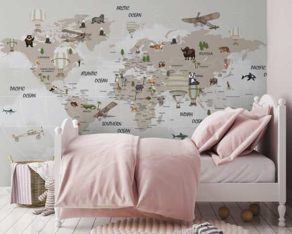 Mapa do mundo com animais Mapa do mundo com animais