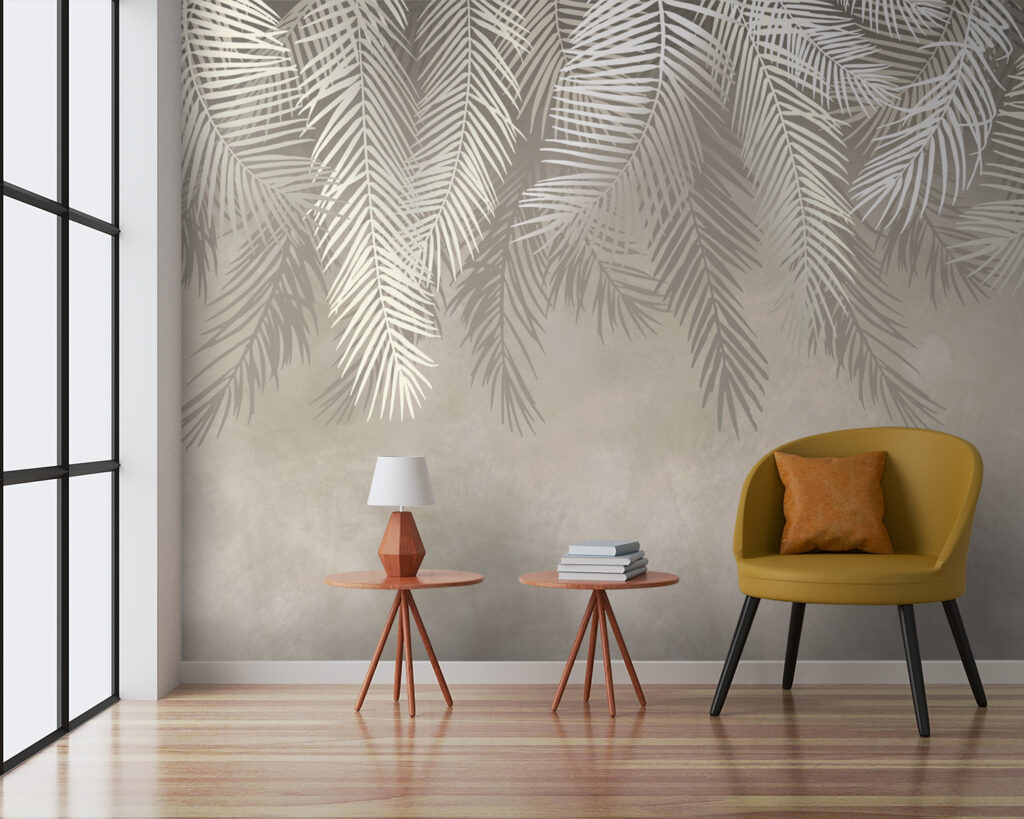 White leaves on a gray background