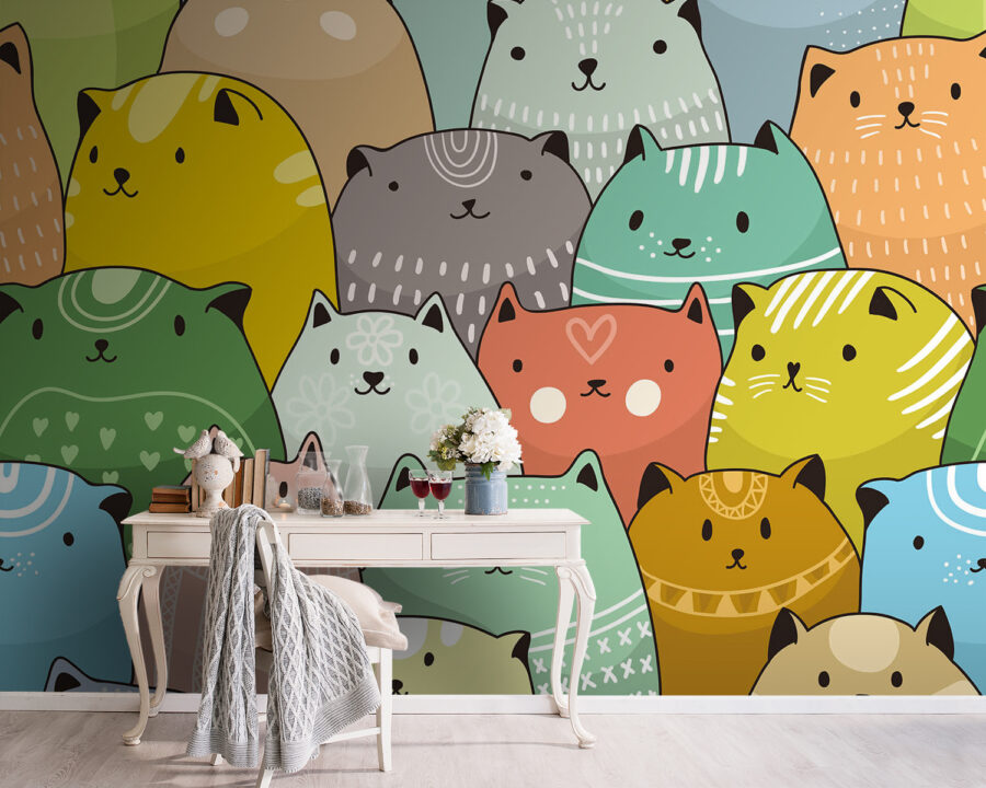 Grupo de gatos de cores diferentes