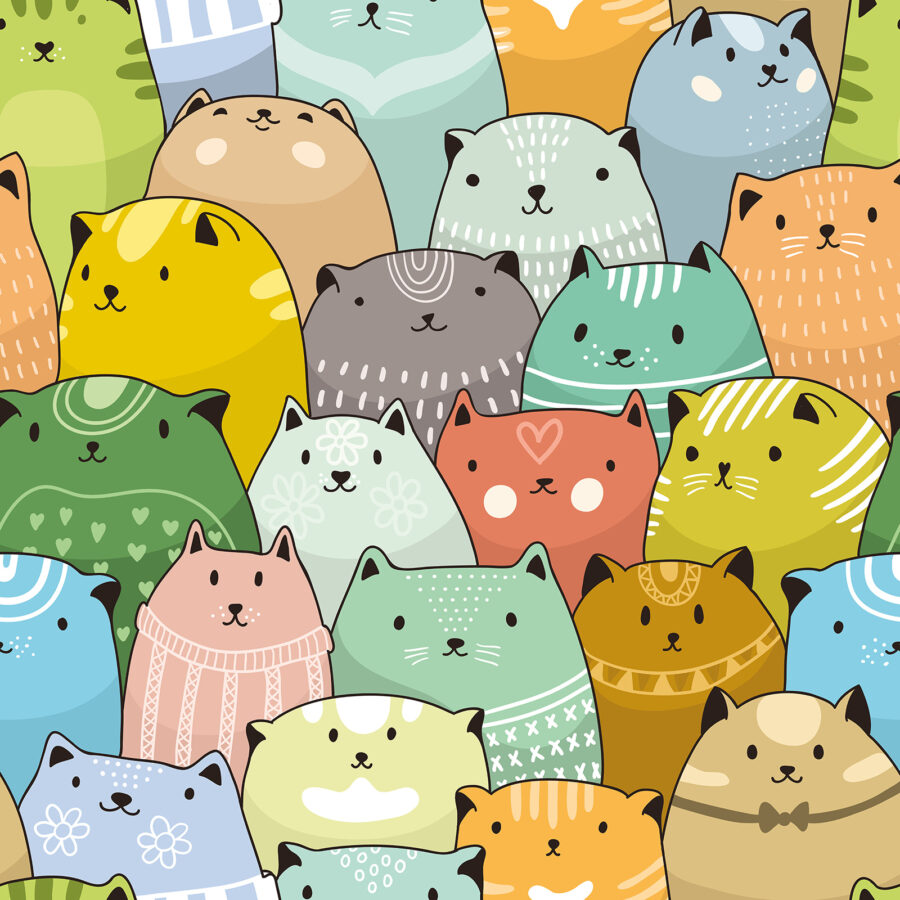 Grupo de gatos de cores diferentes