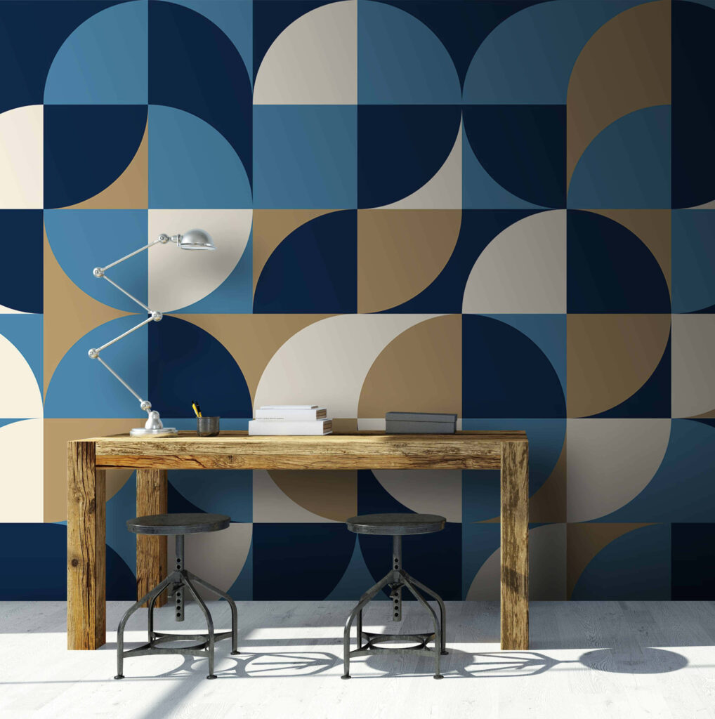 Blue and white geometric pattern