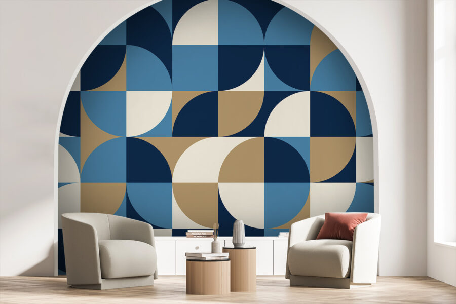 Padrão geométrico azul e branco