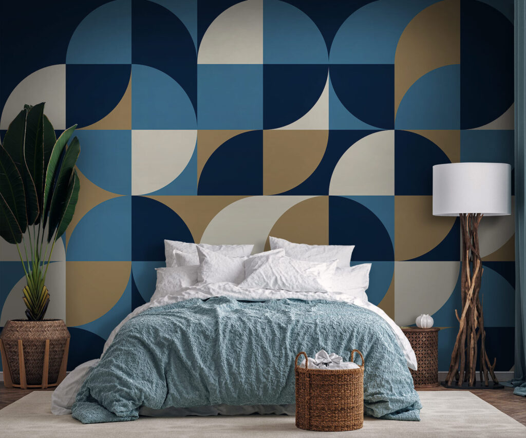 Blue and white geometric pattern