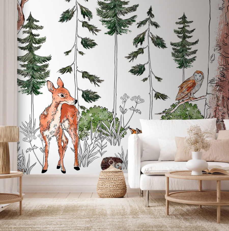 Grupo de animais numa floresta
