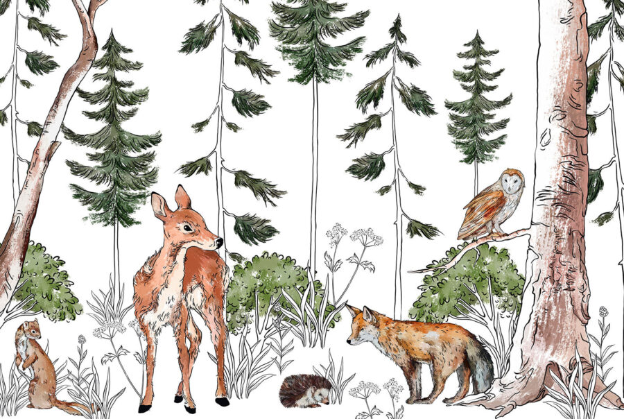 Grupo de animais numa floresta