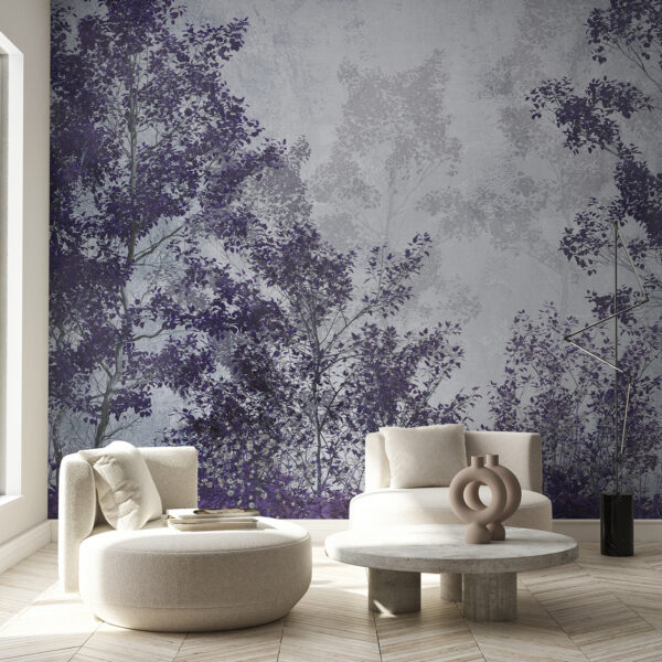 A group of trees with purple leaves