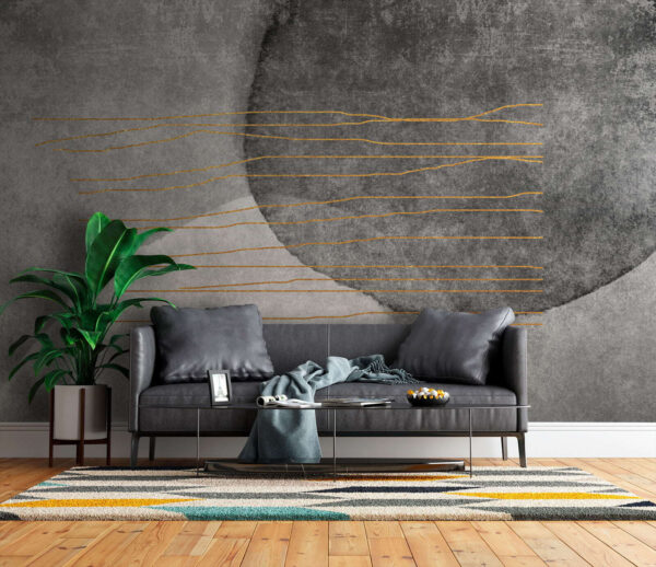 Pintura cinzenta e branca com linhas cor de laranja Pintura cinzenta e branca com linhas cor de laranja
