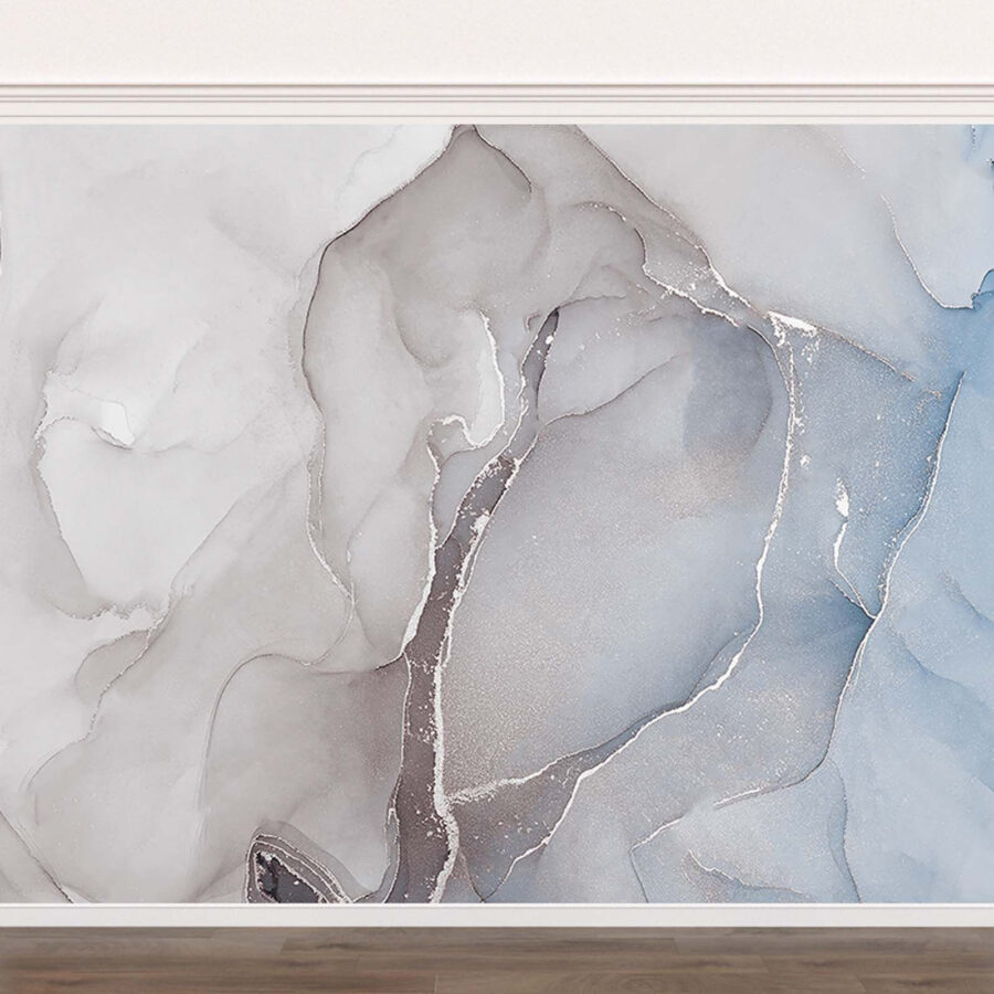 Formas abstractas fluidas em tons suaves.