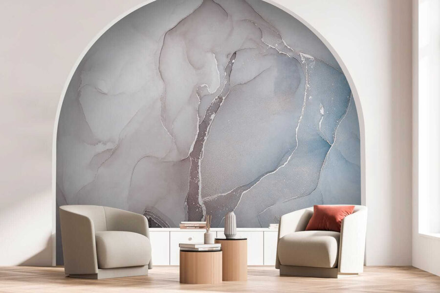 Formas abstractas fluidas em tons suaves.