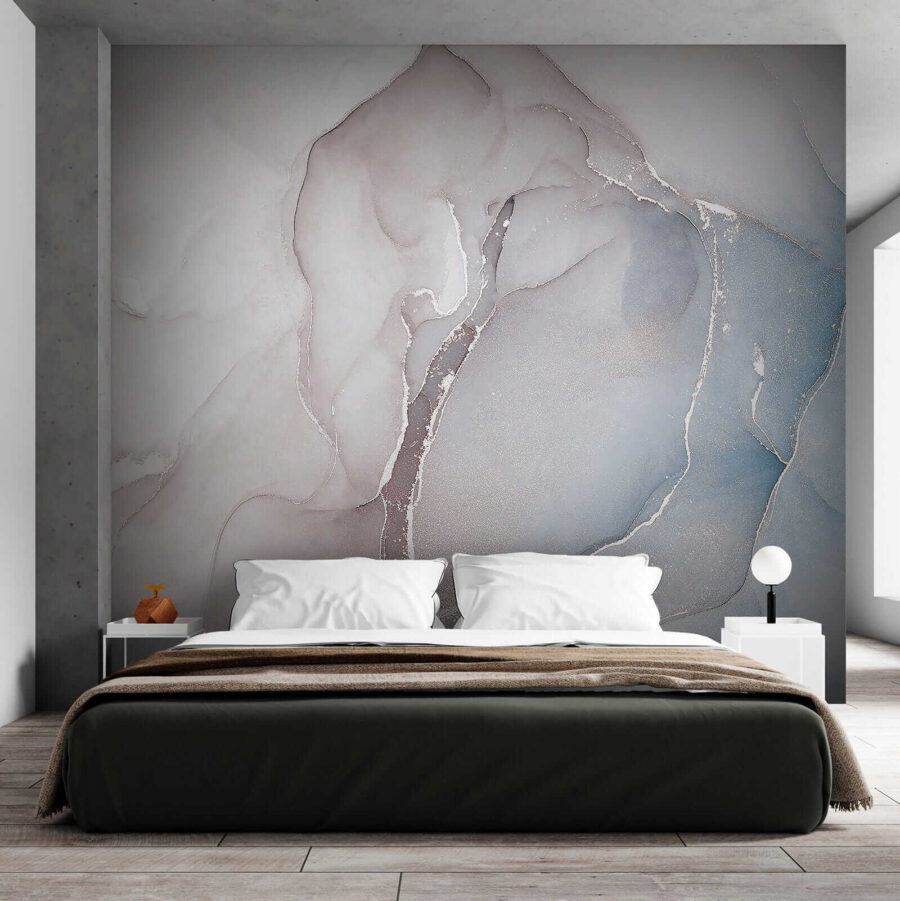 Formas abstractas fluidas em tons suaves.