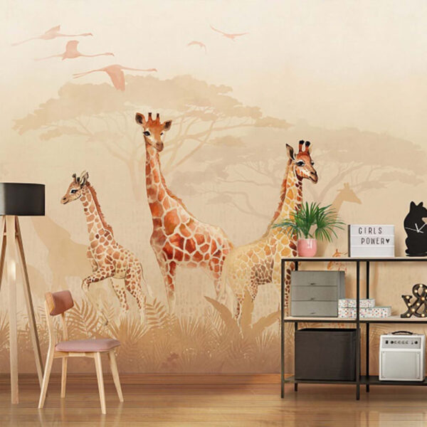 Grupo de girafas num campo Grupo de girafas num campo