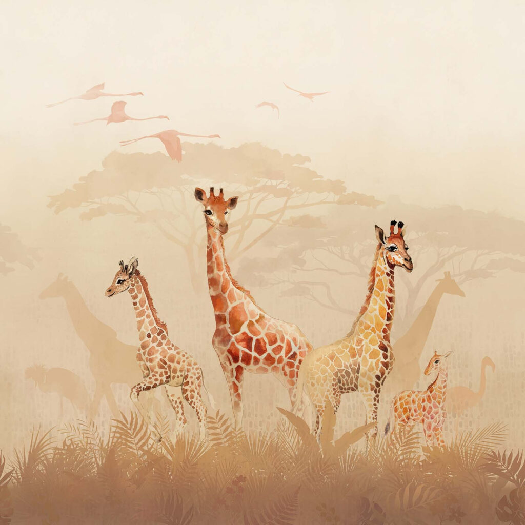 Grupo de girafas num campo Grupo de girafas num campo
