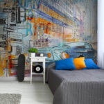 Papel de parede Desenho de um carro numa esquina