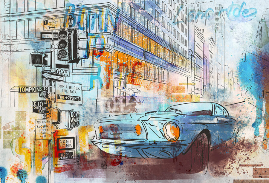 Papel de parede Desenho de um carro numa esquina - Image 4