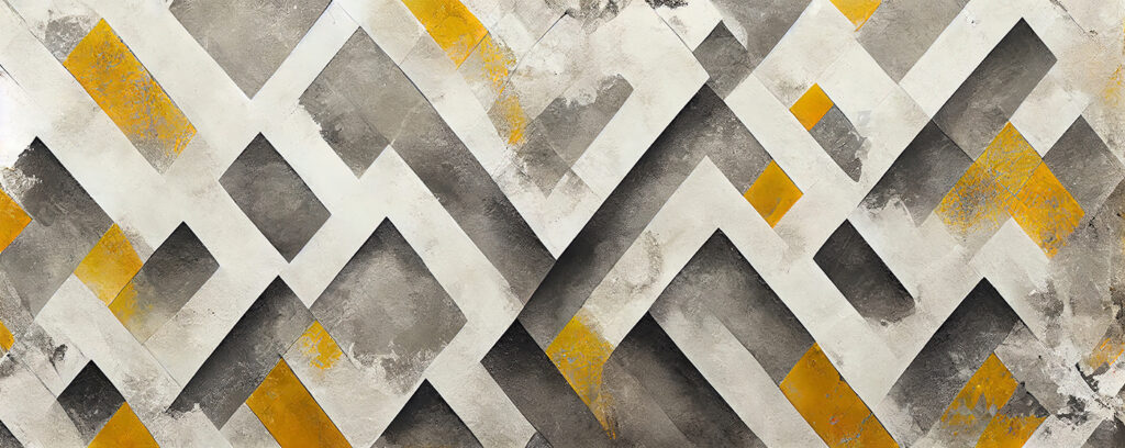 Parede pintada de cinzento e amarelo Parede pintada de cinzento e amarelo
