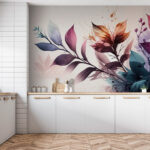 Papel de parede Folhagem vibrante em tons pastel suaves