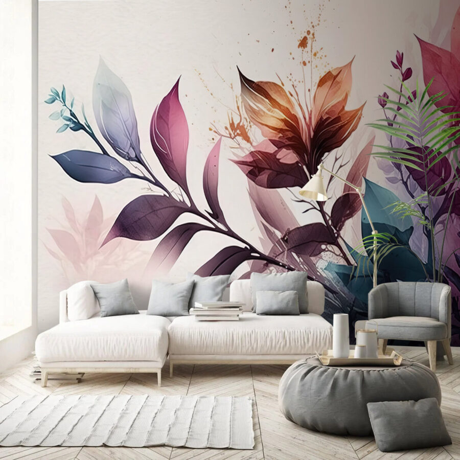 Folhagem vibrante em tons pastel suaves
