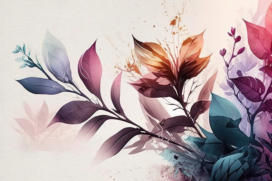 Folhagem vibrante em tons pastel suaves