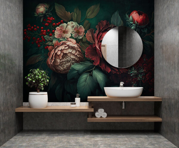 Papel de parede Pintura de flores e folhas (REF: u75412) Papel de parede Papel de parede Pintura de flores e folhas (REF: u75412)